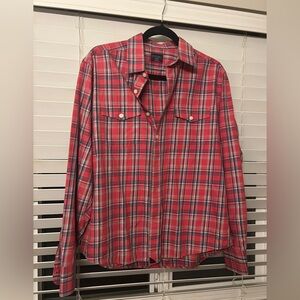 UNTUCKit  Red Checkered Shirt Men’s Medium Cotton Relaxed Fit
